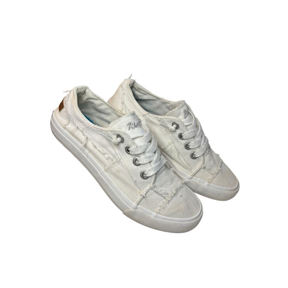 Blowfish Malibu Women’s Size 8 White Distressed Canvas Patchwork Lace Up Sneaker